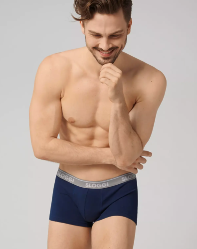 Sloggi Uomo GO - Confezione da 3 Boxer Hipster a Vita Bassa Nero Grigio Blu Bianco Intimo - Foto 12 di 12