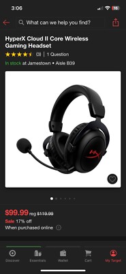 HyperX Cloud II Wireless Over Ear Gaming Headset - Red-NO MIC