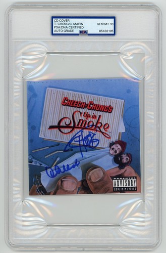 Cheech Marin and Tommy Chong SIGNED Up in Smoke CD Cover PSA 10 AUTOGRAPH Slab