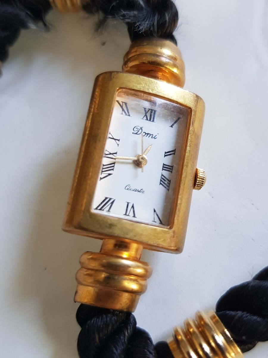 Montre de femme DOMI Quartz plaqué or bracelet torsadé tissu