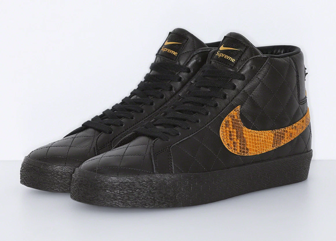 Chaussures homme Nike SB Blazer Mid QS Supreme serpent noir DV5078 001 NEUF
