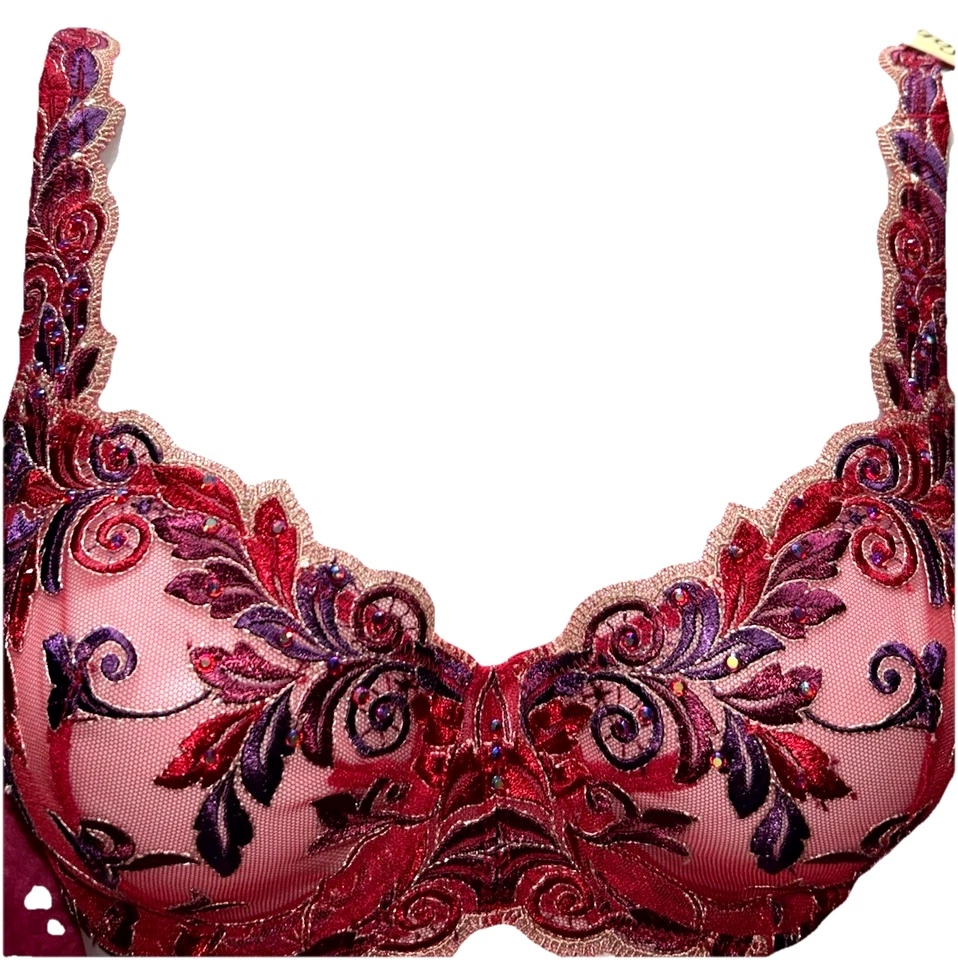 Sujetador Soma Talla 34C Sensual Encaje SIN FORRO Rojo con CRISTALES Foto 3 de 4