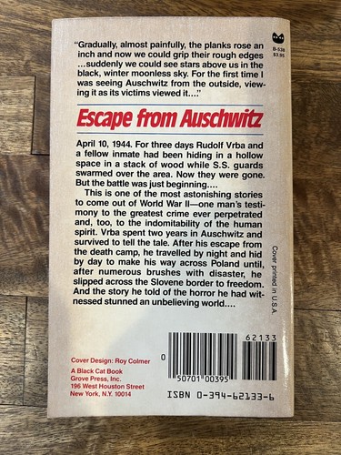 ESCAPE FROM AUSCHWITZ : I Cannot Forgive by Alan Bestic Rudolf Vrba 1986 PB Book - Picture 2 of 2
