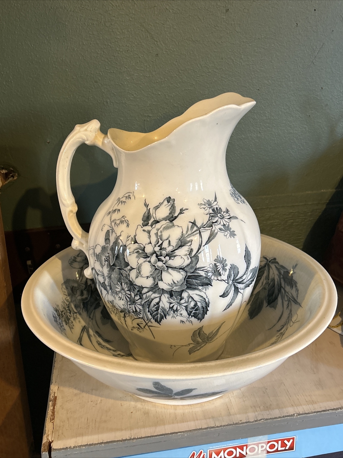 Antique Jesmond Alfred Meakin England Pitcher & Wash Bowl Vanity Set eBay