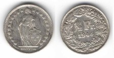1 Piece of 1/2 Franc Silver Switzerland 1944 (001)