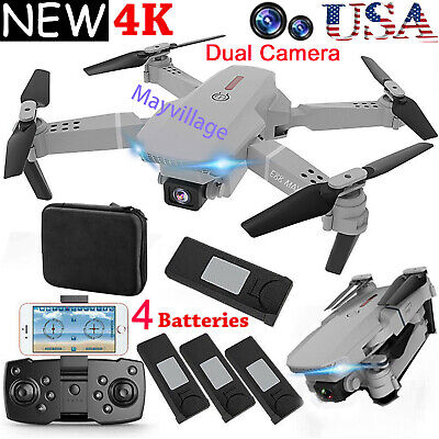 Buy 4k HD Wide Angle Dual Camera Rc Drone Foldable FPV WiFi Quadcopter + 4 Batteries