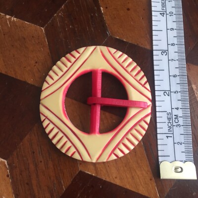 Vintage 1940s Plastic Belt Buckle | 1940s Red Belt Buckle | eBay display picture 2