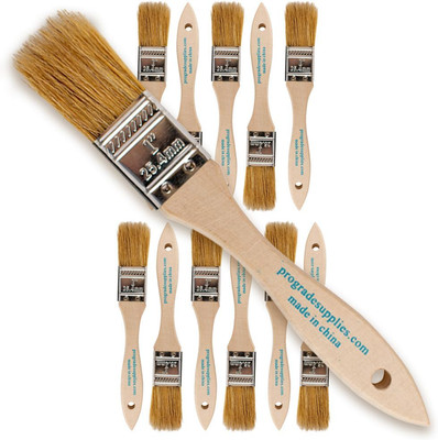 1'' Chip Paint Brushes - 12 Pack Light Brown - Ideal for Painting & Touch-Ups