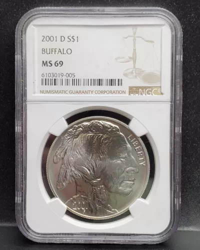 2001 D Buffalo $1 US Mint Commemorative Silver Dollar NGC MS 69