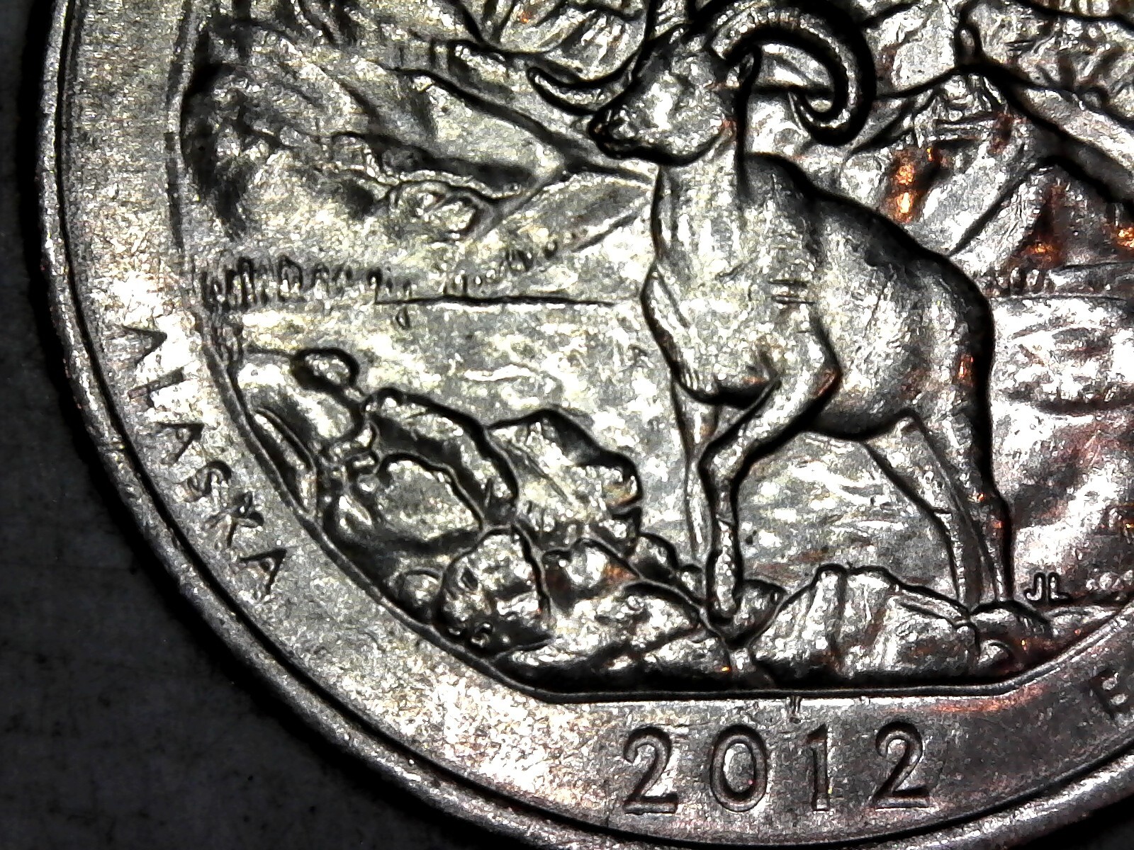 2012 P Strike Through Grease ErrorDenali AlaskaQuarter mint mark and