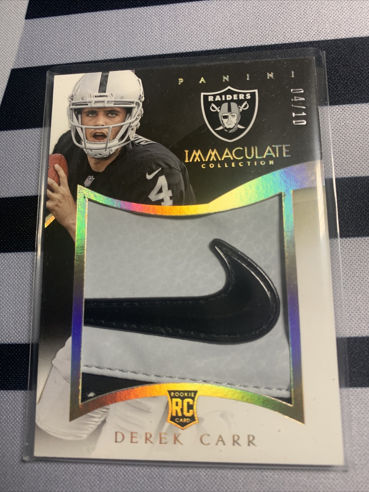 Derek Carr Panini Absolute Rookie Jersey Quads #DC Jersey Ball Glove Shoe