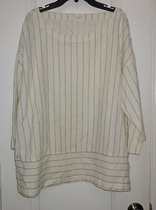 Eileen-Fisher-Tencel-Organic-Cotton-Blend-Striped-Top-Size-Large