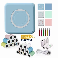 Mini Pocket Thermal Printer Bluetooth Photo Memo Label Maker 57x30 Thermal Paper