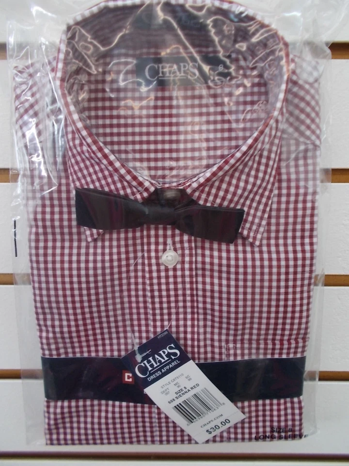Camisa de vestir a cuadros roja/blanca Sienna de $30 para niños con pajarita negra Sk talla 8-14 Foto 3 de 3