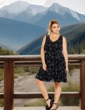 Torrid Dress Size 12 Black Blue Heart Whimsigoth Fairygoth Dark Fairy Emo Skater