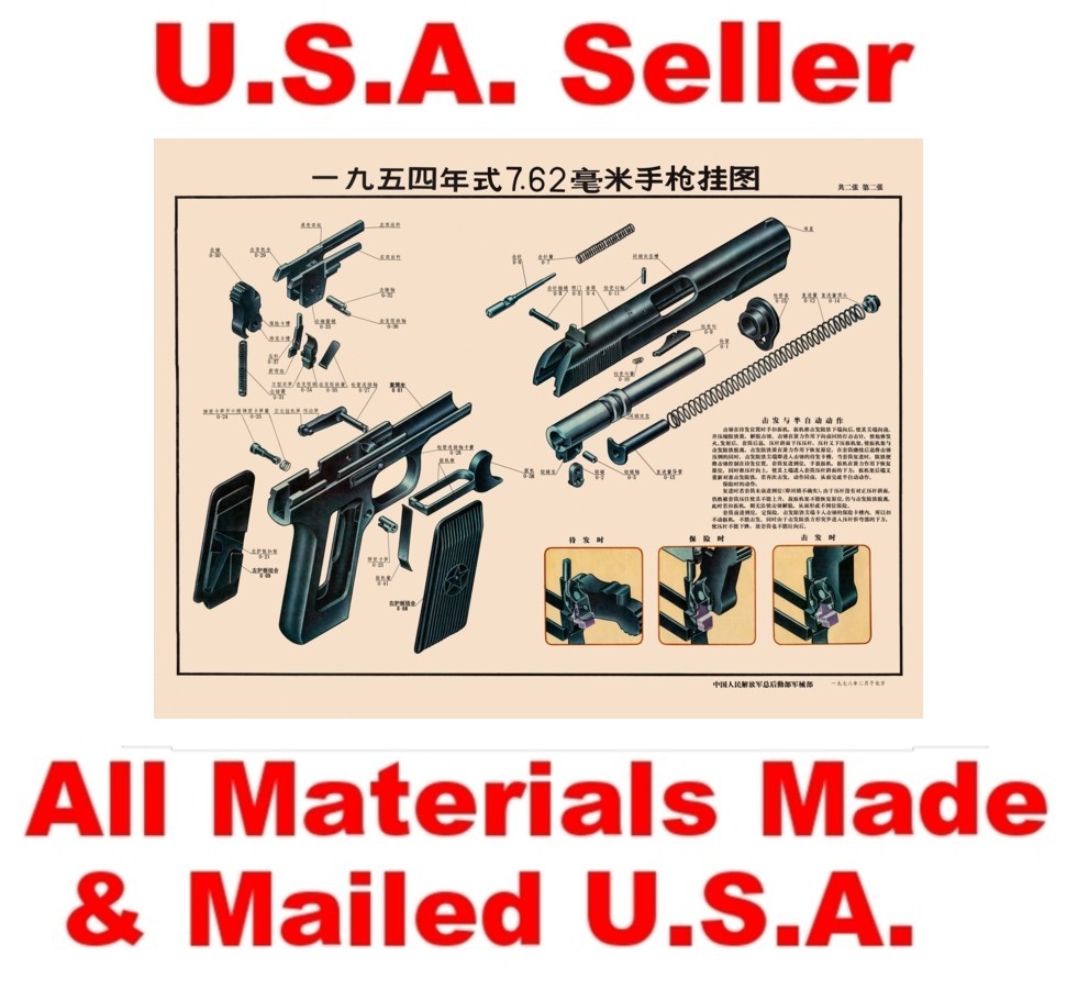 Color Training POSTER Chinese TT33 Type 54 Tokarev 7.62x25 Pistol