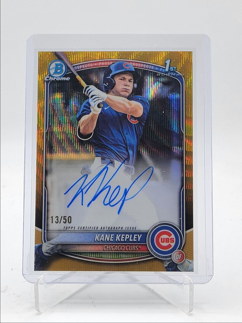 KANE KEPLEY 2025 BOWMAN CHROME DRAFT 1ST GOLD WAVE AUTO /50 Q5498