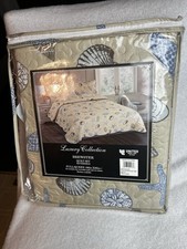 NUOVO set trapunta collezione lusso mare mare conchiglie spiaggia reversibile FULL QUEEN 3pz