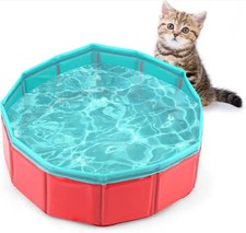 Tinoaly Foldable Cat Padding Pool 11.8x3.9 Inch Folding Pet Swimming Bowl Kitten