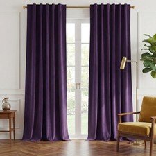 Purple Velvet Curtains 120 inches Long, Mysterious Sound Reducing Heavy Matt ...