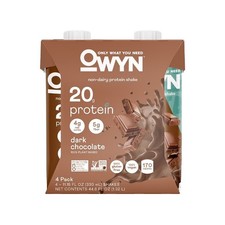 OWYN Plant-Based 20g Protein Shake, Dark Chocolate, 11.15 fl oz, 4 Count,,.USA