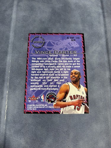 2000-01 Fleer Ultra Slam Show Vince Carter #6SS Toronto Raptors - Picture 2 of 2