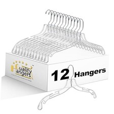 Quality Hangers - Crystal Hangers for Clothes - Durable Plastic 12 Pack Clear