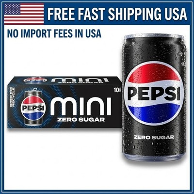 Pepsi Zero Sugar Cola Soda Pop, 7.5 Ounce Mini Cans, (10 Pack)