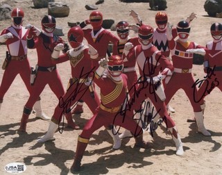 Jason David Frank 3 cast signed Power Rangers Forever Red 8x10 photo JSA COA