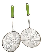 2 X Evriholder Stainless Steel Wok Strainers ~ Handheld Strainer NWT