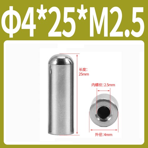 Dowel Pins 304 Stainless Steel Cylindrical Round Head Female Thread 3mm - 16mm - Picture 2 of 10