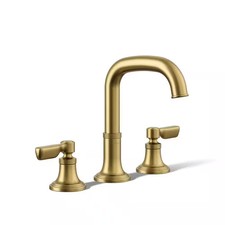 KOHLER Paces 8" Widespread Double Lever Bathroom Sink Faucet in Moderne Brass