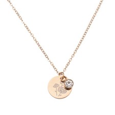 Birth Flower Necklaces, 18K Gold Plated Birthstone, White/Rose Gold