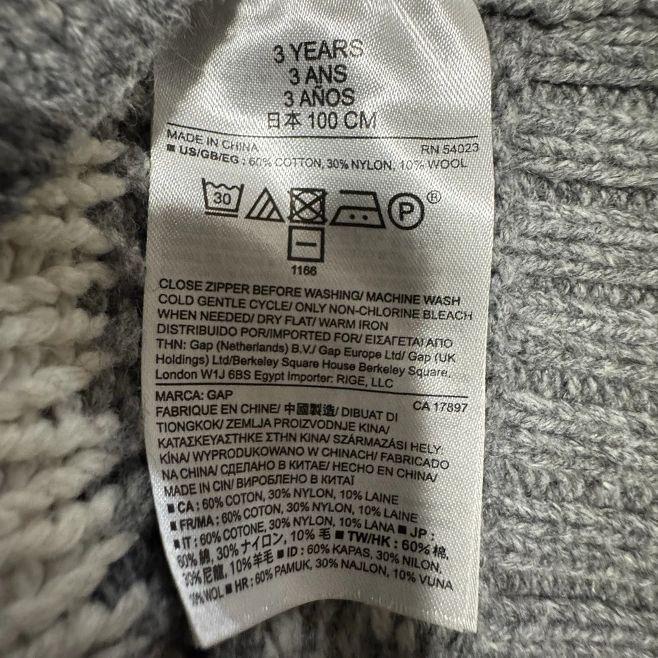 Suéter Baby Gap Cremallera Completa Mezcla Lana Estampado Azteca Talla 3T Foto 4 de 4