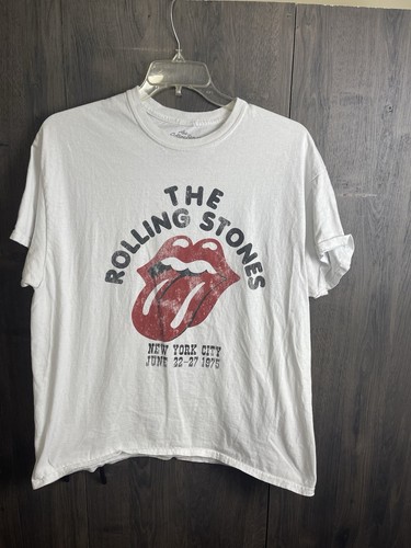 The Rolling Stones New York City 1975 June Graphic T-shirt Men XL White