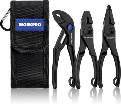 3-Piece Mini Pliers Set with Pouch, 4-Inch Slip Joint Plier & 4-Inch Wat