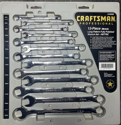 #ad Craftsman Professional 13 Pce. Metric Set Long Pat. Fully Polished Used $375.00
