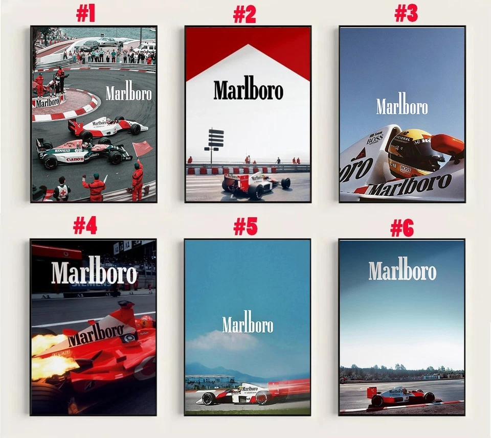 Vintage F1 Marlboro Poster, Marlboro F1, Ayrton Senna Poster, Senna Poster