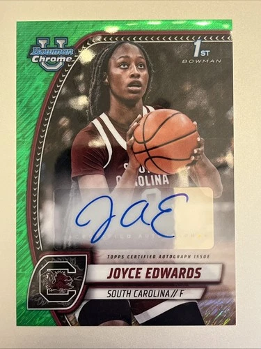 Topps 24-25 Bowman Chrome Joyce Edwards Green Wave Auto South Carolina Champion
