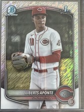 2025 1st Bowman Liberts Aponte Chrome Shimmer Refractor Cincinnati Reds #BCP-174