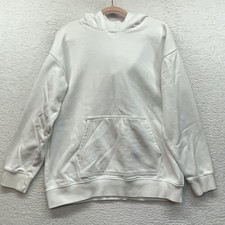 GAP Teen Hoodie Youth 18-20 White Fleece Pullover Kangaroo Pocket Sweatshirt