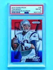 2014 Panini Prizm RED, WHITE & BLUE Prizm TOM BRADY #36 PSA 8 NM-MT, 7-TIME SB