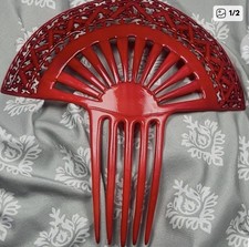 Vintage Spanish Red Mantilla Hair Comb