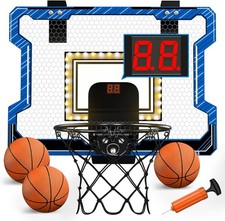 Mini Basketball Hoop Indoor with Scoreboard LED Light Glow in the Dark Door Bas