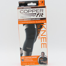 Copper Fit Freedom Copper Infused Compression Knee Sleeve Sz Large Unisex Black