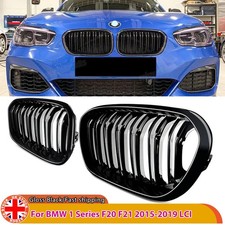 FOR BMW 1 SERIES F20 F21 2015-19 GLOSS BLACK FRONT KIDNEY TWIN GRILL GRILLE UK