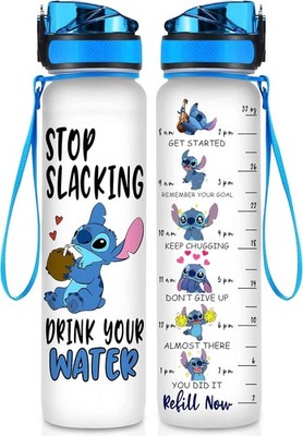 BAIG Blue Alien 32 Oz Water Track Bottle, Stop Slacking Drink Your Water Water B