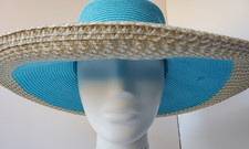 Sun 'n Sand Womens Sun Hat Wide Brim Teal Blue UPF Protection Headwear Excellent