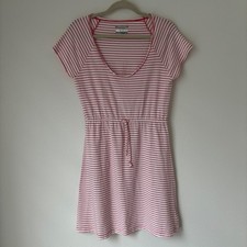 Columbia Dress Women's Medium Pink White Striped Omni-Wick Drawstring Mini PFG