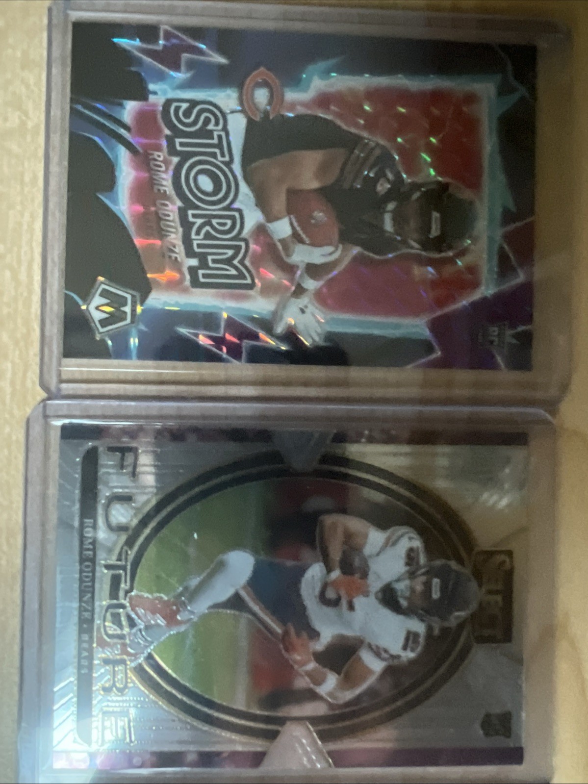 2024 Panini Mosaic Storm Rome Odunze #6 Purple Mosaic Prizm /49 (RC) + One Card